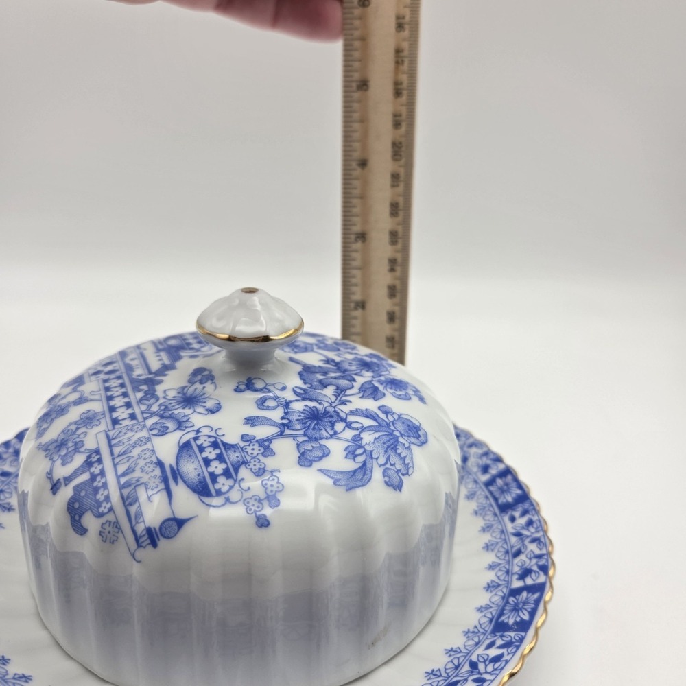 Vintage China Blau Bavaria Asian Pattern Blue & White Butter Dish Germany - Picture 12 of 14